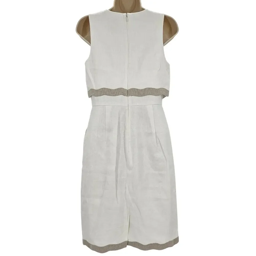 J. Crew Womans size 2 Going Places Knee Length  Linen Tank Dress Ivory G4446